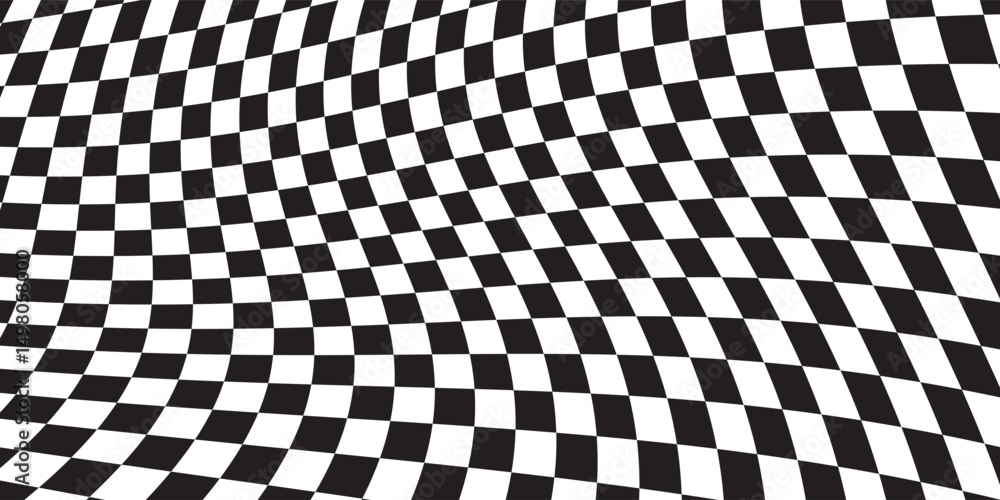 Black and white checkered pattern. Chess pattern. Black and white checkered background. 3D checkered wallpaper. vector illustration Black and white checkered pattern. Chess pattern. Black and white checkered background. 3D checkered wallpaper. vector illustration