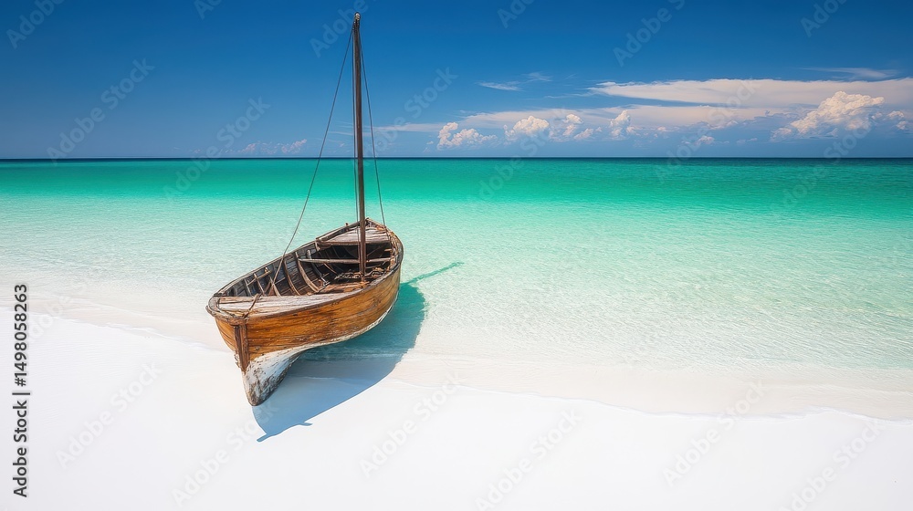 Fototapeta premium Old boat on tropical beach