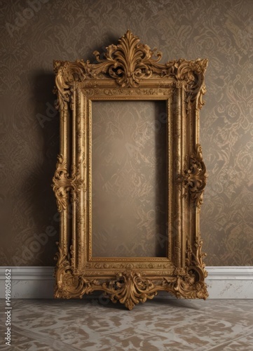 Ornate frames against luxurious damask fabric , classic, backdrop, illustration