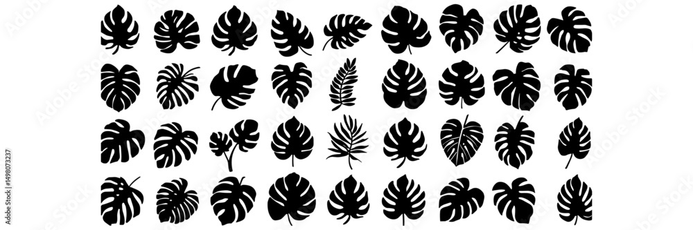 Black grass and plant silhouettes with nature and floral design elements Black grass and plant silhouettes with nature and floral design elements