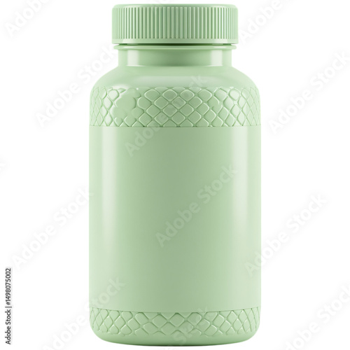 A Monochromatic Bottle of Healthy Supplements or Medication on a Transparent Background with an Embossed Texture