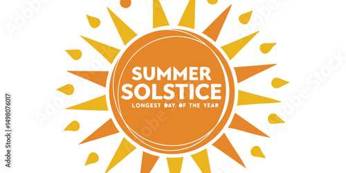 Vibrant summer solstice illustration with sunshine and longest day of the year text