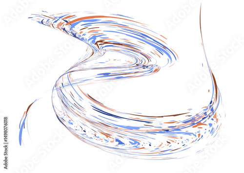 Strokes and splashes in different directions of multi-colored paint on a white background. Multi-colored dust particles and debris, paint splashes, strokes are carried away by the wind