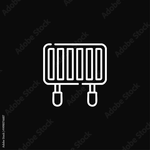 Bbq grill icon logo flat vector design