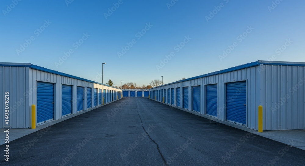 Secure Self Storage Units - Rows of clean, well-maintained self storage units under a clear blue sky. Ample parking and easy access Secure Self Storage Units - Rows of clean, well-maintained self storage units under a clear blue sky. Ample parking and easy access