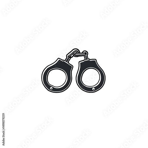 Handcuffs Illustration, Metal Restraints for Law Enforcement, Justice System, Criminal Justice and Security