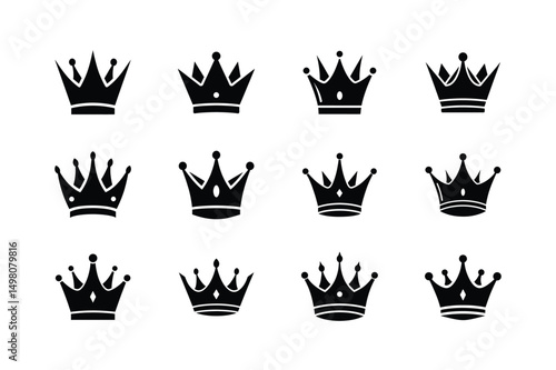 regal crown icon collection vector illustration