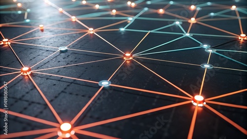 network grid glowing connections virtual nodes