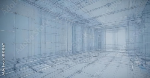 Architectural blueprint with faded blue photographic effect, abstract lines,  faded,  sketch,  grunge