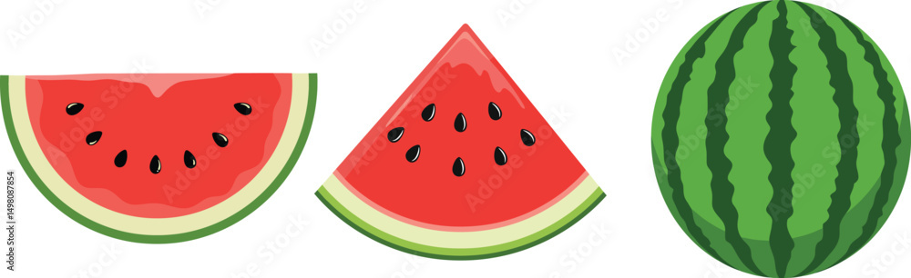 Watermelon Slice Vector Illustration Featuring Juicy Red Flesh Black Seeds and Green Rind on Transparent Background for Fruit, Food, and Summer Lifestyle Designs Watermelon Slice Vector Illustration Featuring Juicy Red Flesh Black Seeds and Green Rind on Transparent Background for Fruit, Food, and Summer Lifestyle Designs