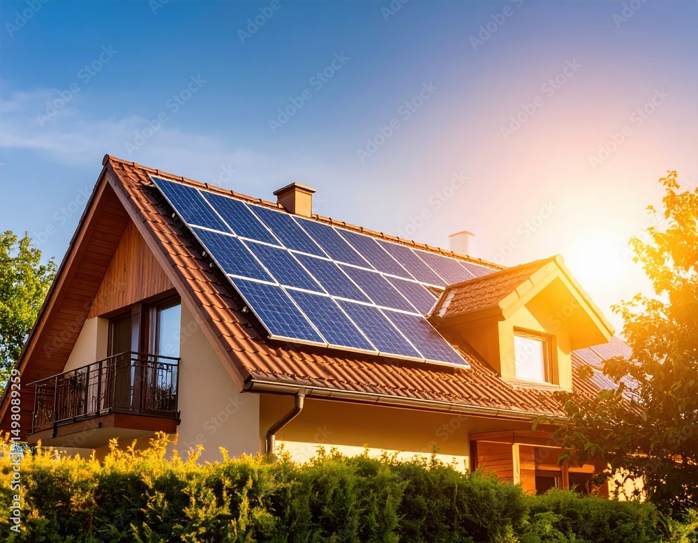 Fototapeta premium Solar panels, eco-friendly energy