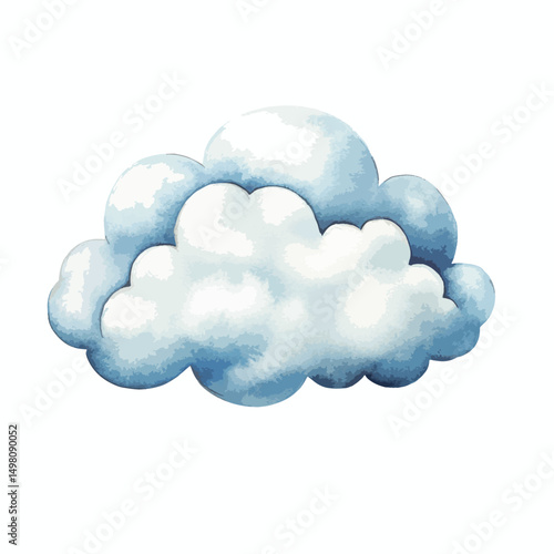 Delicate Watercolor Depiction of a Fluffy Cumulus Cloud