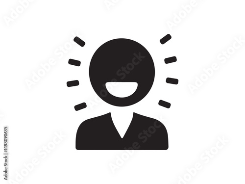 Smiling person icon radiating positive energy.