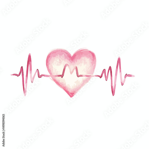 Delicate Watercolor Heartbeat Design with Tender Hues