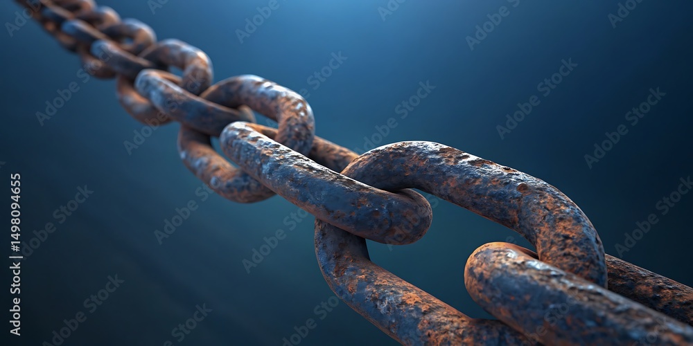 Fototapeta premium rusty chain on blue background