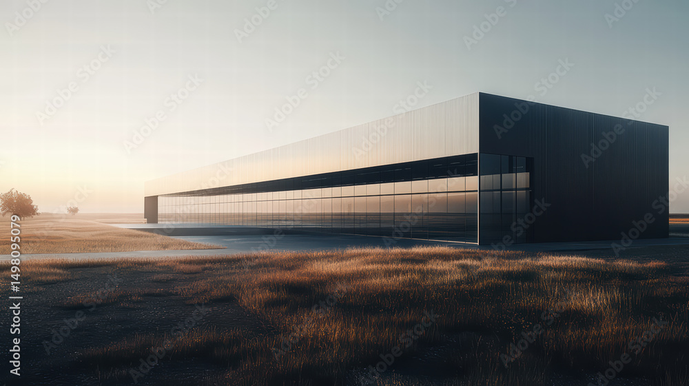 Obraz premium Modern Architecture: An alluring photograph of sleek architectural lines dominates the landscape, embodying an elegant and modern design.