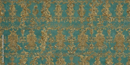 Intricate gold & turquoise damask pattern  Seamless vintage repeat ,  teal,  wallpaper,  classic