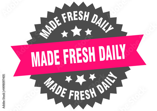 made fresh daily. made fresh daily round pink label isolated on transparent background