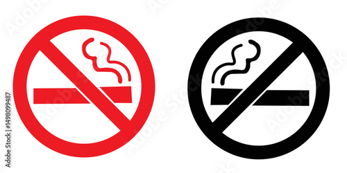 The best of No Smoking Red And Black icon vector, illustration logo template in trendy style. Suitable for many purposes.