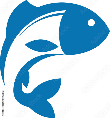 Fish with fins and tail simple silhouette