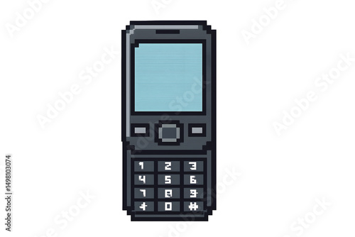 Wallpaper Mural 8-Bit Pixel Slide Phone With T9 Keypad on White Background Torontodigital.ca