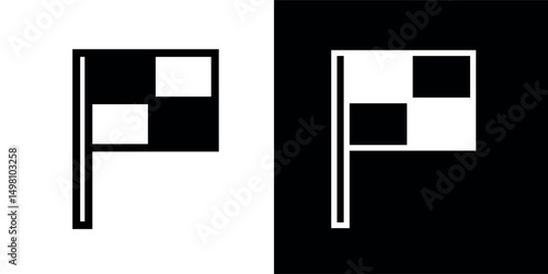 Racing or finish flag icon. Checkered flag, symbol of car racing, finish or victory. Checkered attribute of finishing work or race.