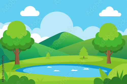 landscape with trees and mountains