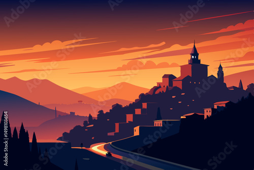 sunset over the city