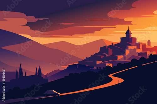 sunset over the city