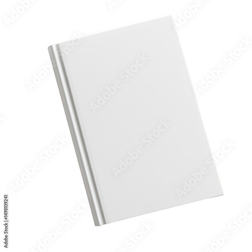 Blank white book cover mockup on transparent background