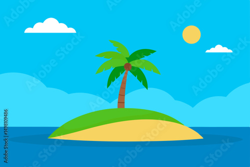 tropical island with palm trees