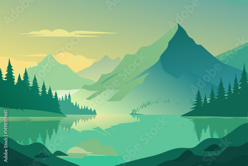 mountain landscape with lake