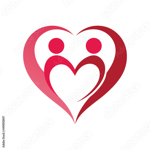 Couple Heart Logo with Man and Woman Figures