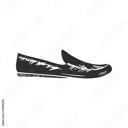 Loafer Shoe Silhouette Illustration. Classic Footwear Design For Fashion And Style Concepts. Isolated Vector Illustration