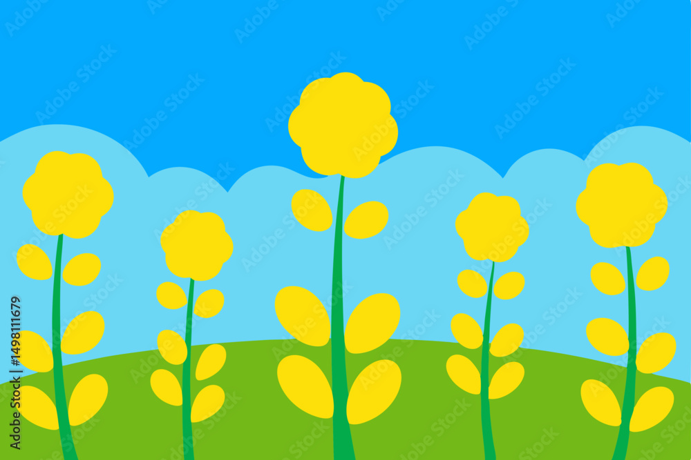 Fototapeta premium yellow flowers and blue sky