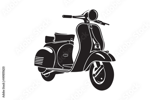 Vintage Scooter SVG Retro Moped Clipart Silhouette for Cricut and Crafts