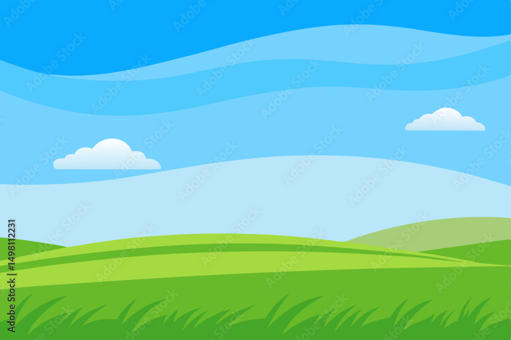 landscape with green grass and blue sky landscape with green grass and blue sky