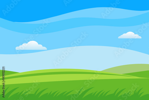landscape with green grass and blue sky