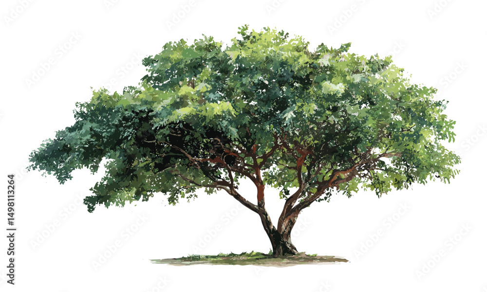 custom made wallpaper toronto digitalBeautiful tree vector illustration, realistic style, white background, natural scenery, garden plants, lush greenery, summer tree, park environment, calm nature view, organic life.