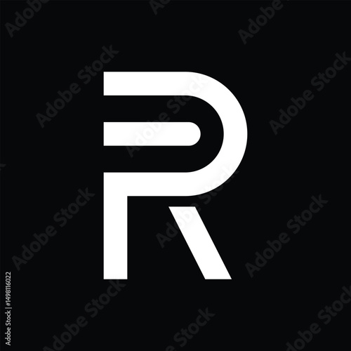 letter pr or rp simple geometric line art logo