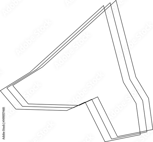 Irregular polygon formed by intersecting pointed strokes creating a jagged visual structure with sharp overlapping contours.
