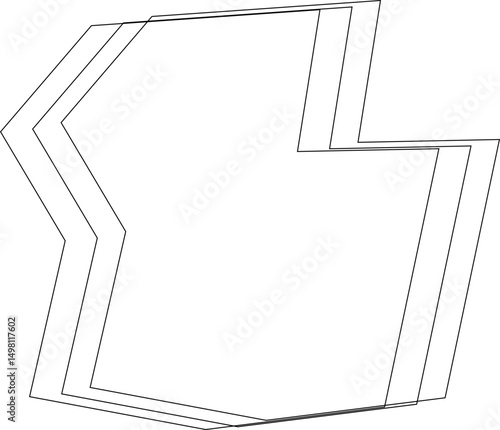 Irregular geometric form built with multiple angled lines intersecting to create a chaotic polygonal outline.