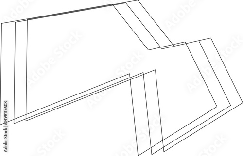Decorative polygon with geometric strokes and intersecting edges forming layered structural design.