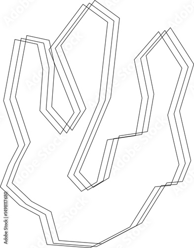 Solid intersecting outlines define multiple layered irregular shapes with consistent thin strokes and balanced spacing.