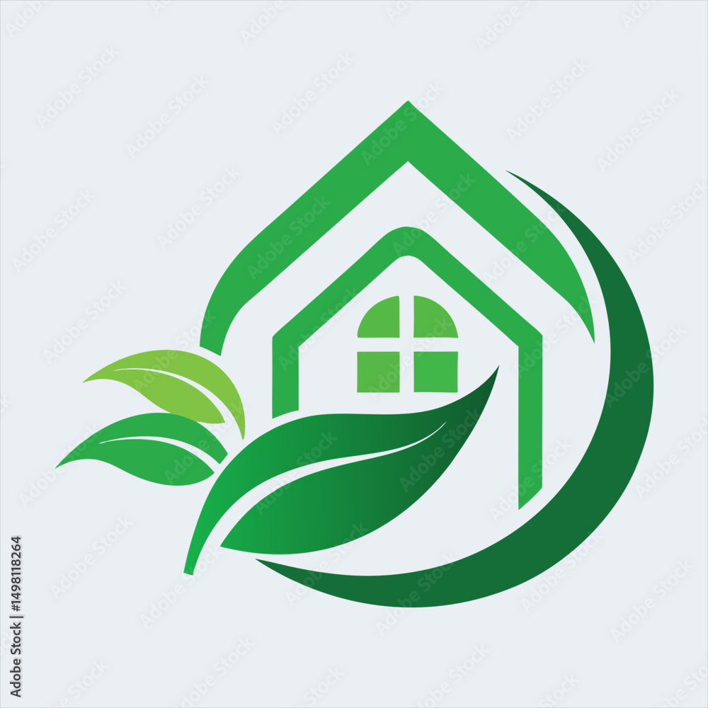 Modern Green Eco Home with Leaf Design Modern Green Eco Home with Leaf Design
