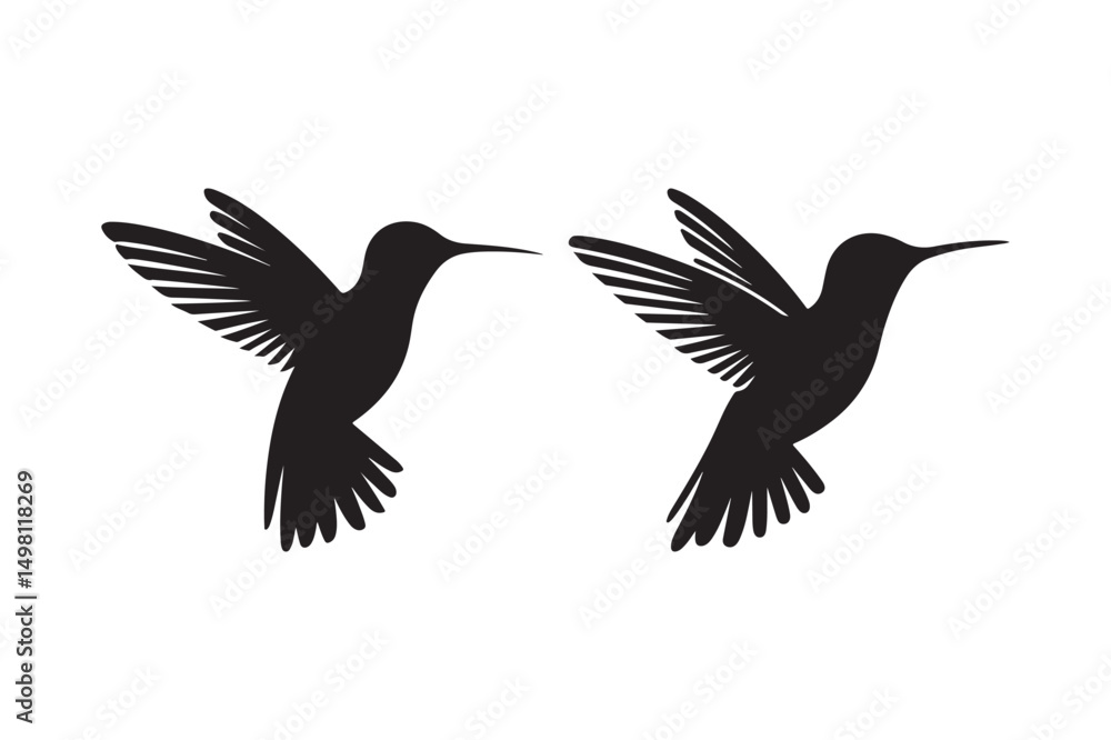 Obraz premium Two Hummingbird Silhouette Vector