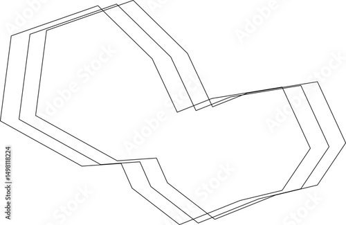 Polygon composed of solid overlapping outlines arranged to create the effect of directional movement.