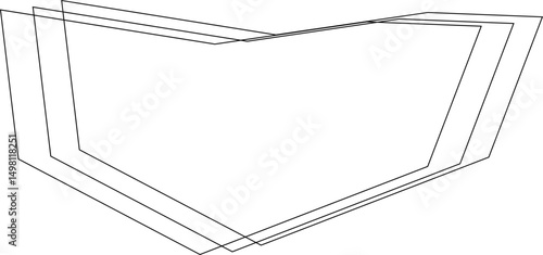 Solid black shape composed of overlapping irregular polygonal outlines with fluid, wave-like edges forming a continuous structure.
