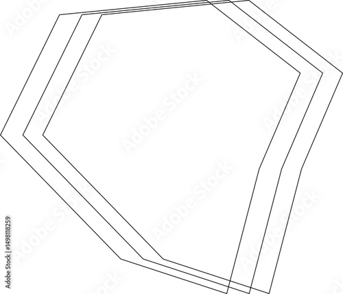 Sharp-edged overlapping polygon forming a solid outlined structure with bold irregular geometry.