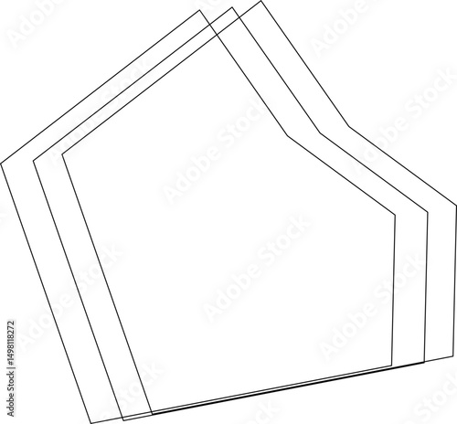 Overlapping square and irregular polygonal outlines intersect to form an abstract structure with subtle angular variation.